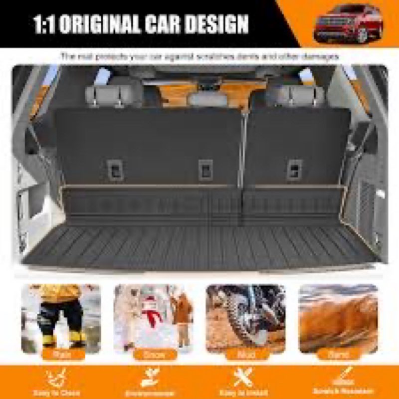 HUYINPJ Cargo Mat Backrest Mat Compatible with 2018-2024 Ford Expedition Max/Lincoln Navigator L Car