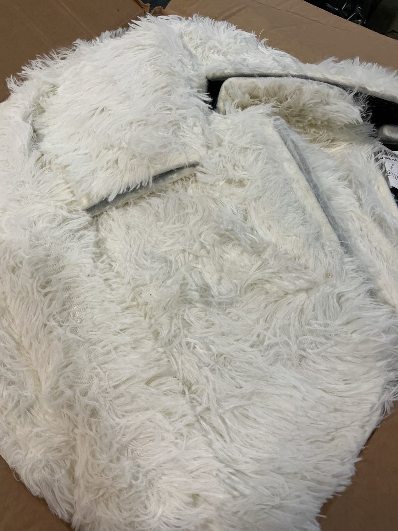 Condition photo showing Good Condition for 8x10 area rugs for living room bedroom: white soft fluffy shag upgrade non-slip high pile carpet large fuzzy plush indoor floor decor shaggy rug for kid boys girls dorms playroom nursery modern home white 8' x 10' (rectangular)