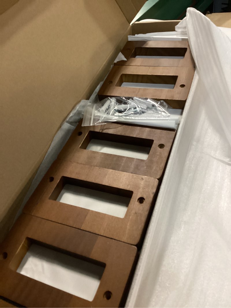Condition photo showing Good Condition for upgraded floating shelves for wall, set of 3 solid wood wall mounted shelves, 23.6" rustic walnut display shelf for bedroom, living room, bathroom, and kitchen decor - heavy-duty & natural pine walnut brown 23.6 inch