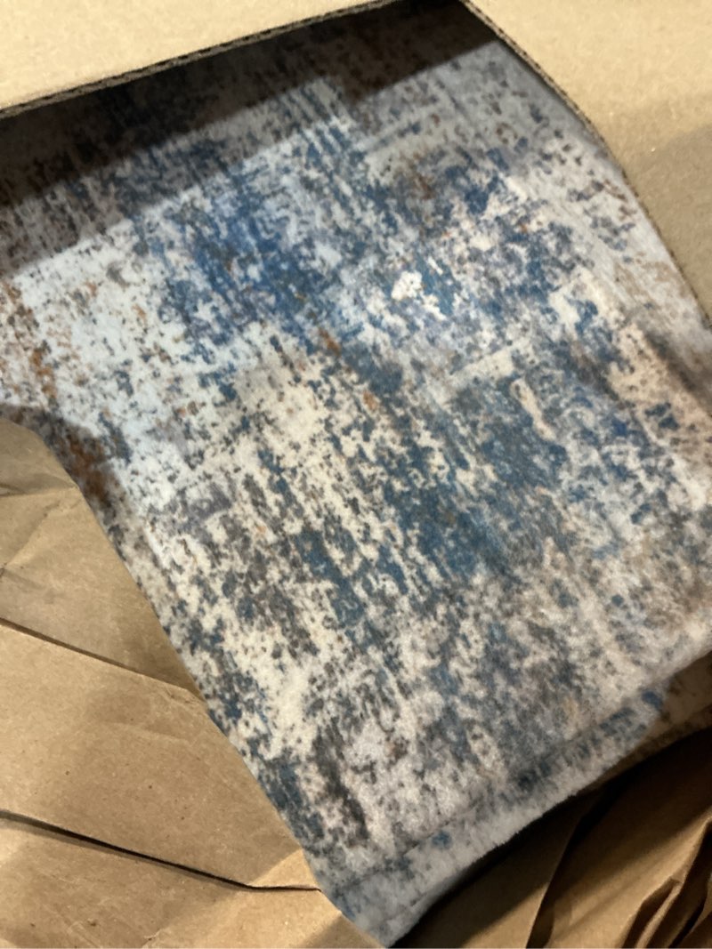 Condition photo showing Good Condition for IOHOUZE Abstract Runner Rug 3x20 Ft Extra Long Washable Runners for Hallways, Non Slip Kitchen Runner Printed Faux Wool Entryway Runner Indoor, Modern Abstract Floor Carpet for Hall Stair, Blue Rust 3' x 20' (Runner) Blue/Rust/White