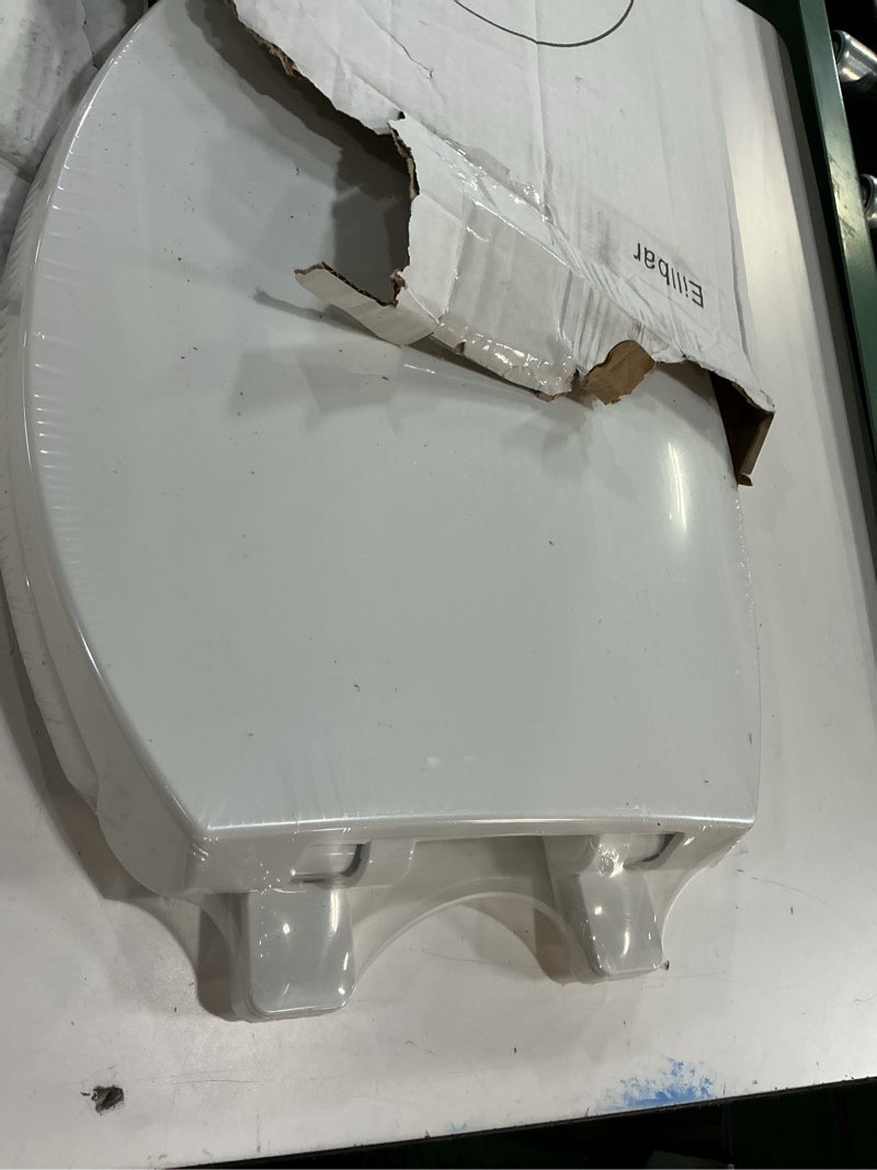 Condition photo showing New/Like New for elongated toilet seat, 18.5” soft/slow close oval (oblong) toilet seat for elongated toilets, no-slam quiet-close lid, easy-to-install & clean, durable never-loosen white plastic seat white elongated(oval)