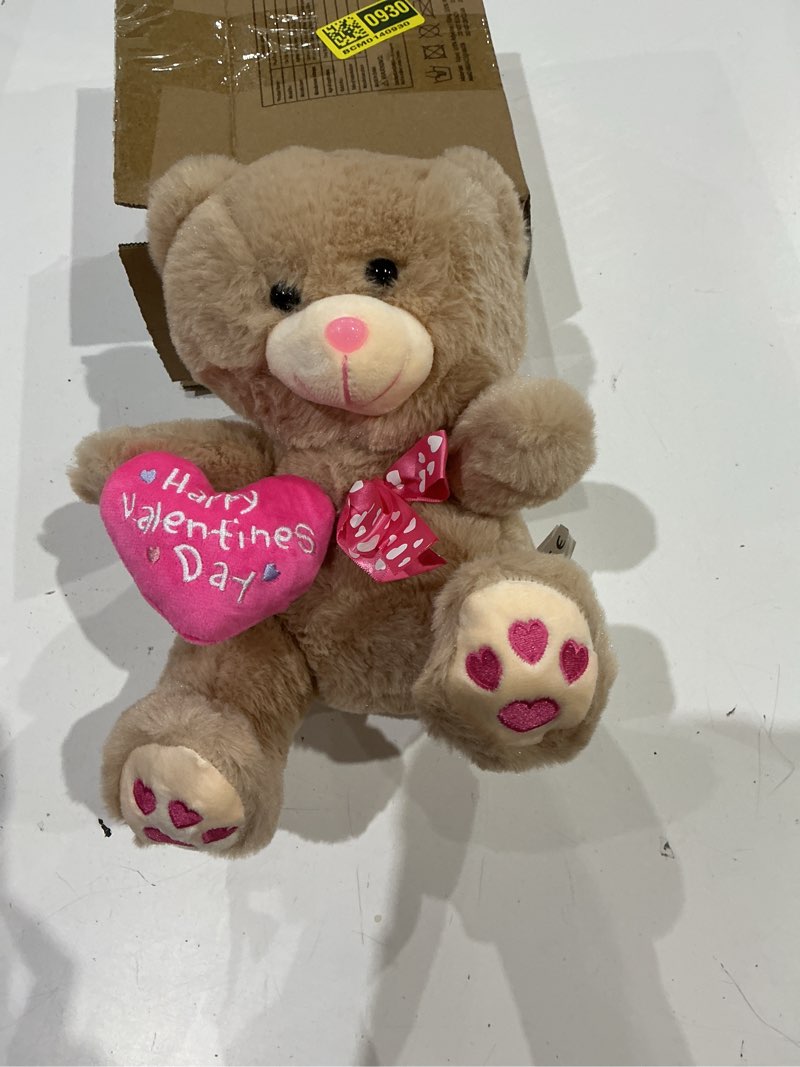 Condition photo showing Good Condition for valentine's stuffed animal, 11 inch stuffed animal dog, ideal for valentine's day gifts for friend (bear with pink heart)