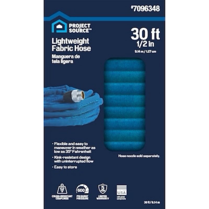 project source project source lightweight 1/2-in x 30-ft premium -duty kink free woven blue coiled