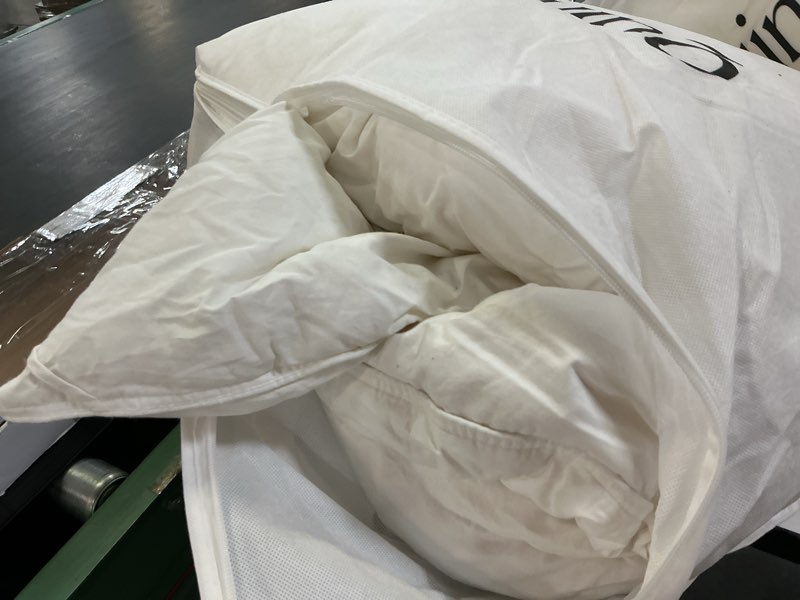 Condition photo showing As Is for all-season premium down comforter, full/queen, down