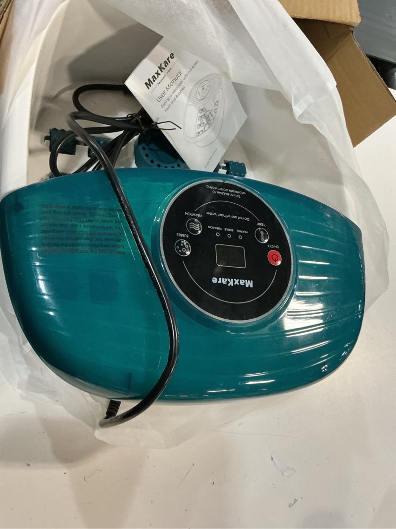 Condition photo showing Good Condition for maxkare foot spa bath massager with heat  bubbles  and vibration  digital temperature control  16 detachable massage rollers  soothe and comfort feet