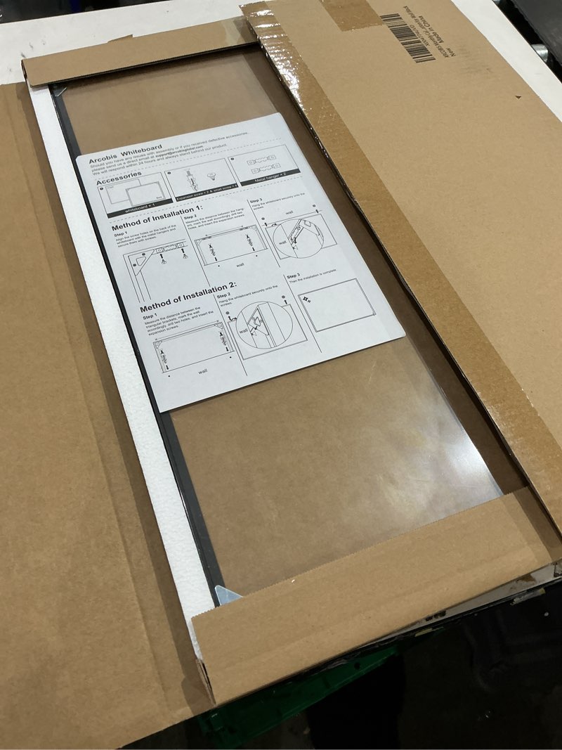 Condition photo showing New/Like New for arcobis dry erase calendar with cork board for wall, 24"x 18" magnetic calendar whiteboard with black frame, monthly combination board for school, home, office black 24" x 18" with cork