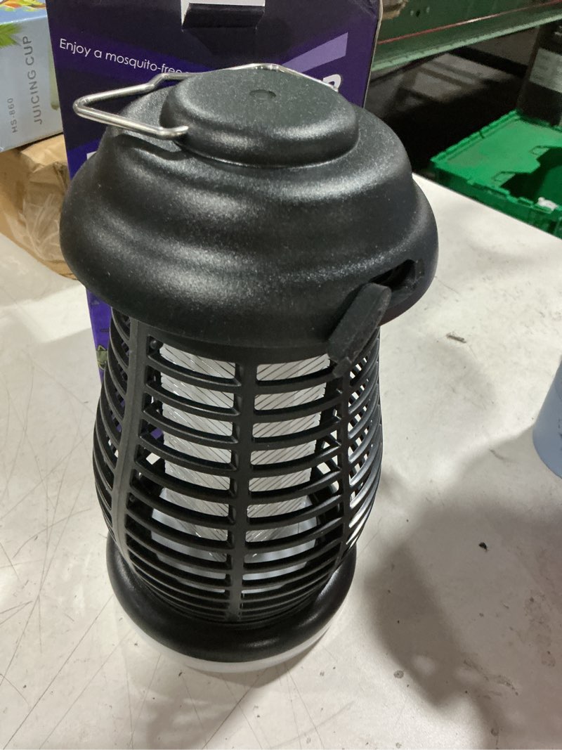 Condition photo showing As Is for cordless bug zapper outdoor, 4200v electric mosquito zapper, fly trap, rechargeable portable fly zapper, waterproof mosquito trap insect killer indoor outdoor for camping, garden, backyard, home black