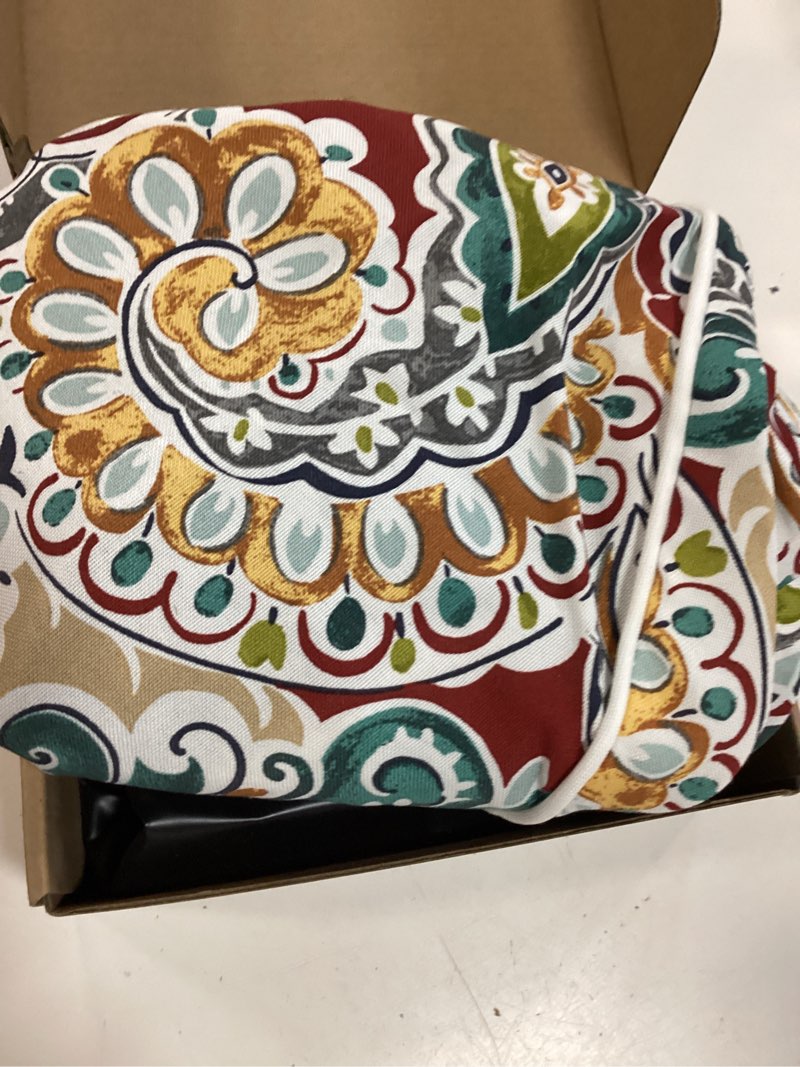 Condition photo showing New/Like New for lvtxiii inflatable stool ottoman footrest with handle, decorative fade-resistant foot stool, indoor or outdoor pouf for home garden and camping use, d21 x w 21 x h9, paisley chilli