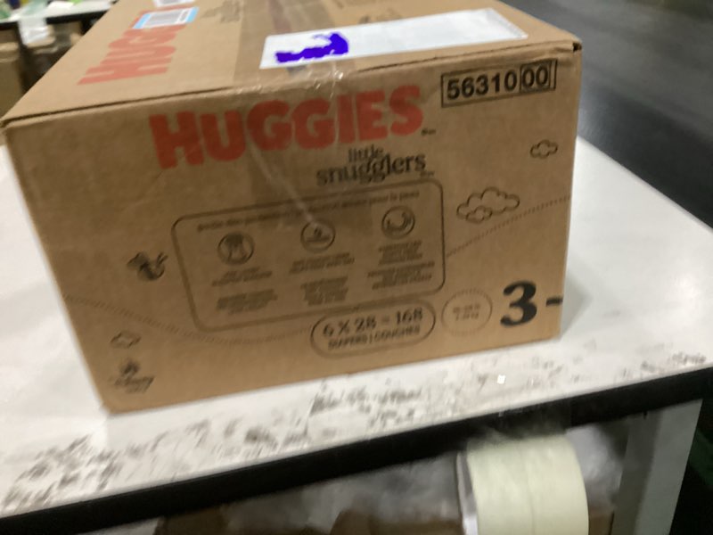 Condition photo showing New/Like New for Huggies Size 3 Diapers, Little Snugglers Baby Diapers, Size 3 (16-28 lbs), 168 Count (6 Packs of 28), Packaging May Vary Size 3 168