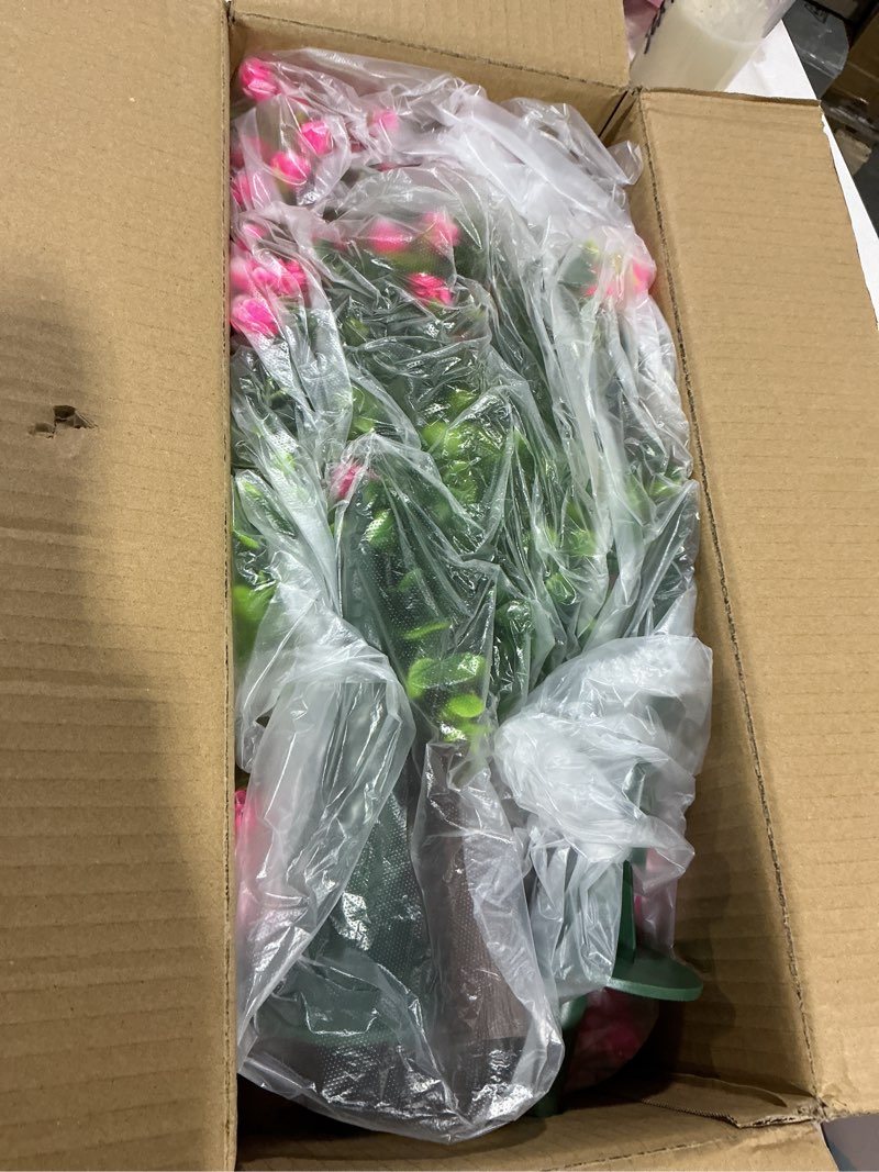 Condition photo showing New/Like New for Set of 2 Artificial Shrubs for Outdoors UV Resistant Fake Bushes for Porch Balcony Patio Garden Yard Decor 17.7 Inches (Pink) Pink Artificial Shrub