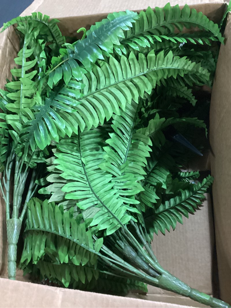 Condition photo showing As Is for 2PCS 45in Fake Ferns- Large Artificial Plants Outdoor, UV Resistant Artificial Ferns for Outdoors, W