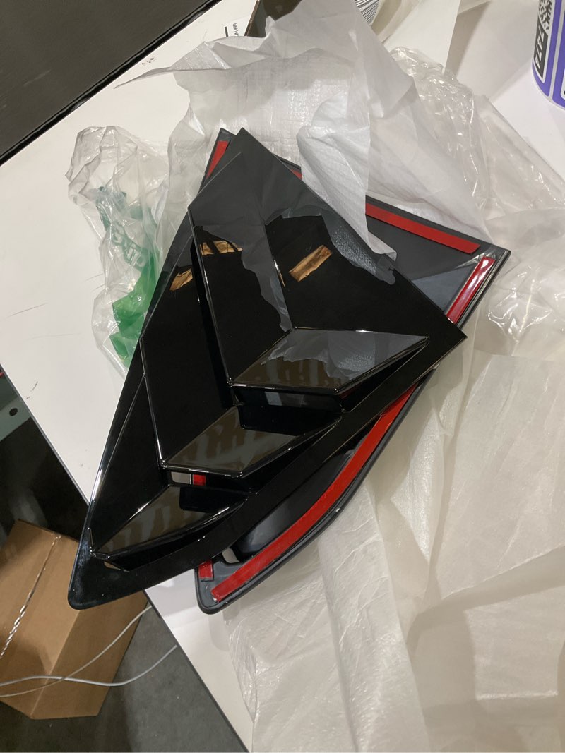 Condition photo showing item condition for Rear Window Louvers Trim Cover Panel Compatible with Chevy Corvette C8 Z51 Z06 Stingray Coupe 2Doors 2020 2021 2022 2023 2024,Rear Window Quarter Triangle Covers,2PCS,Glossy Black Side Window(Glossy Black)