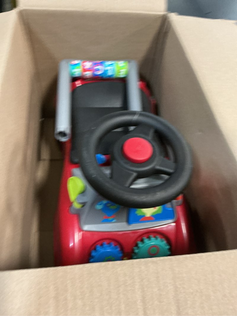 Condition photo showing As Is for Radio Flyer Busy Buggy, for Toddlers 1-3, 3-in-1 Push Walker Ride On Car with 17 Sensory Activities, Anti-Tip Feature, Under-Seat Storage, Horn and Gears, 42 lb Capacity, Toddler Ride On Toys Red