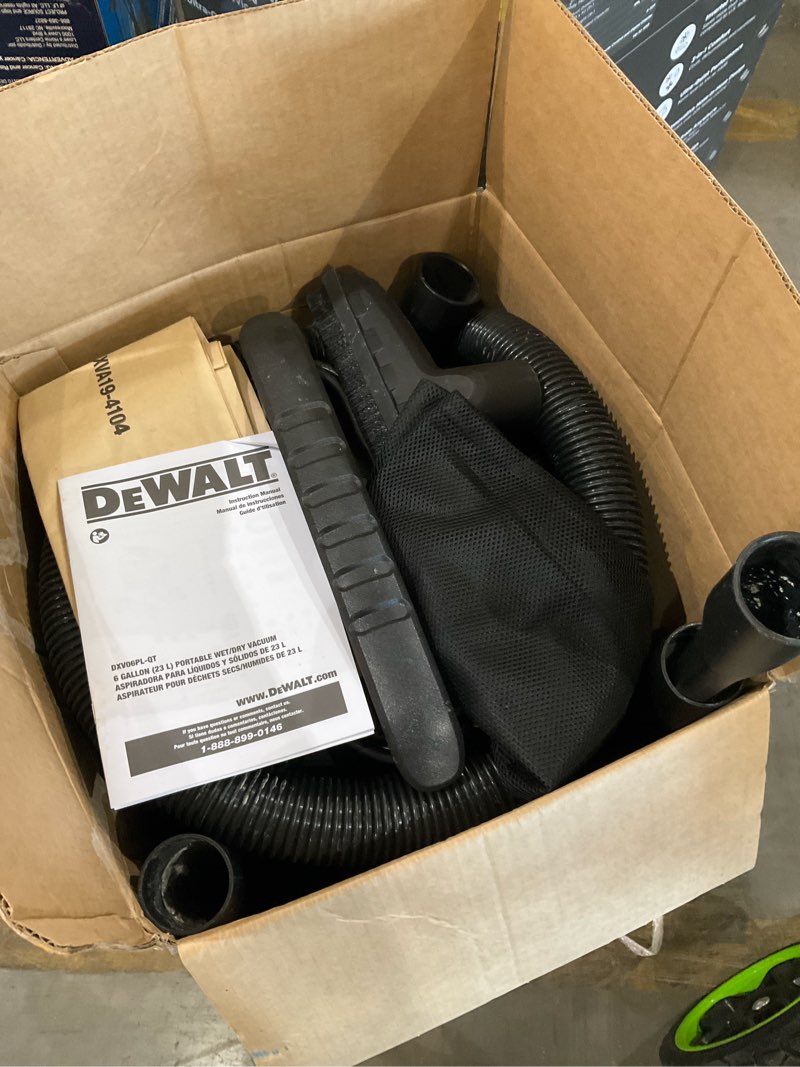 Condition photo showing As Is for dewalt stealthsonic quiet 6-gallons 4-hp corded wet/dry shop vacuum with accessories included