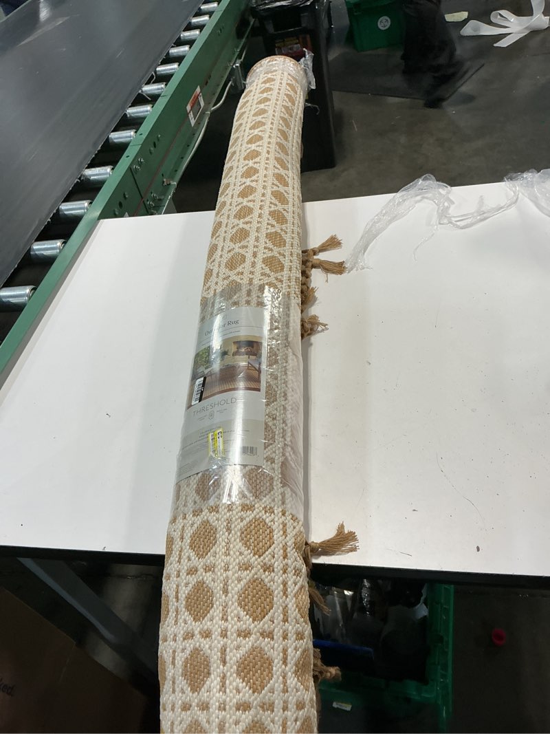 Condition photo showing New/Like New for 7'x10' cane rectangular woven outdoor area rug tan - threshold™