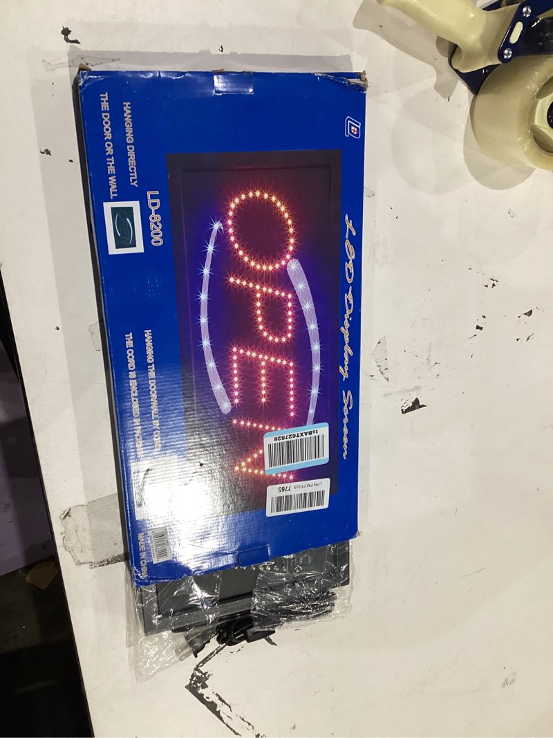 Condition photo showing Good Condition for Flashing LED Open Sign 19"x10" Bright Neon Light Display Board for Storefront Window, Business, Shop, Bar, Cafe, Restaurant, Pub, Hotel – Flashing and Energy Efficient Sign