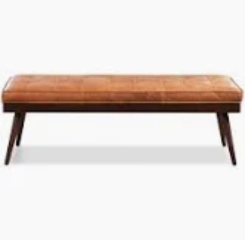 Athan Full- Grain Italian Genuine Leather Bench Camel 