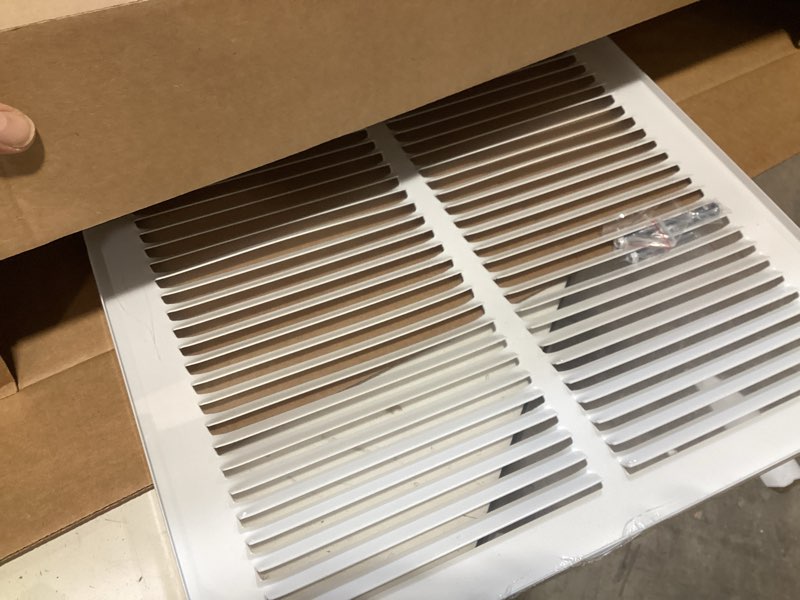 Condition photo showing Good Condition for 14 x 14 inch duct opening return air vent cover for wall or ceiling, return air grille hvac ac wall air return vent cover hvac cold air grill without filter housing,outer dimension:15.75"wx15.75" for 14''w×14''h-duct opening