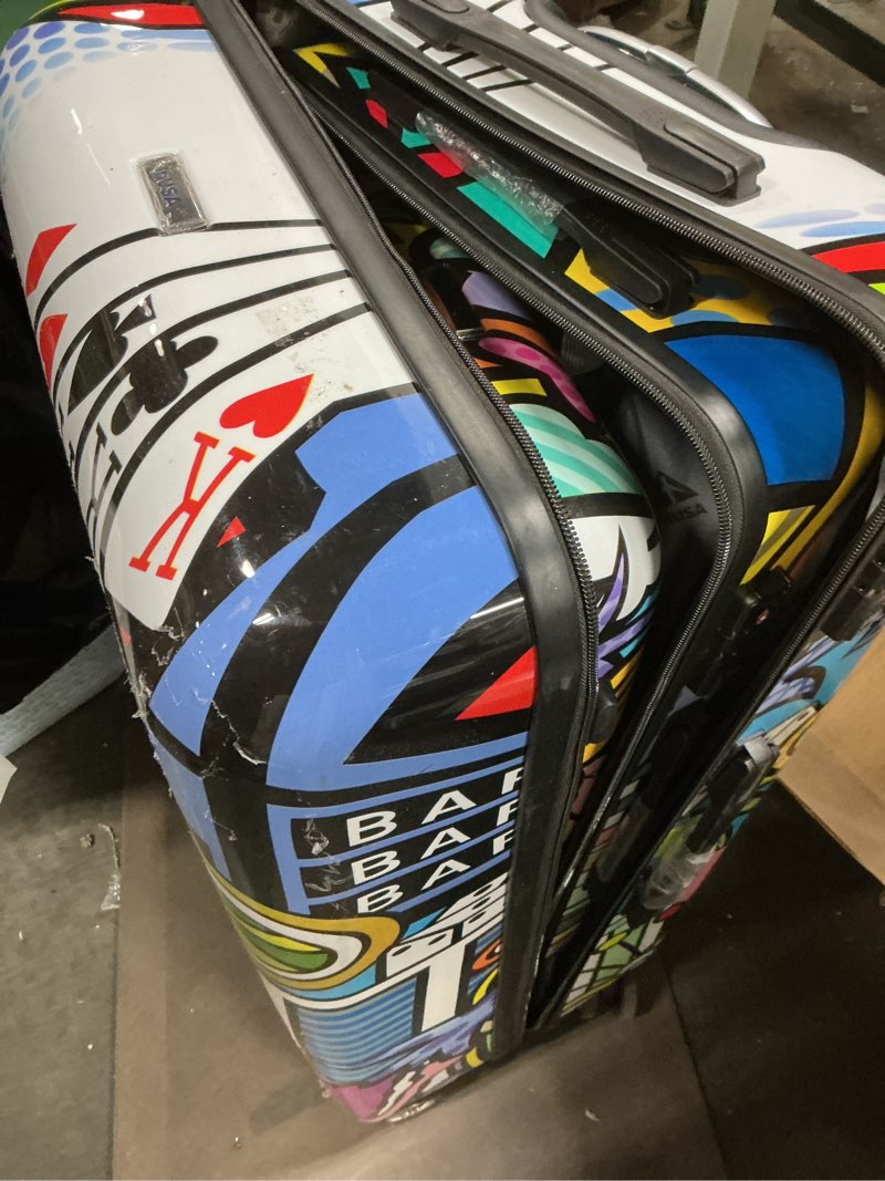 Condition photo showing Good Condition for inusa hardside luggage set with spinner wheel, travel suitcases with tsa lock and ergonomic gel handle, cities, 3 piece set (20/24/28)