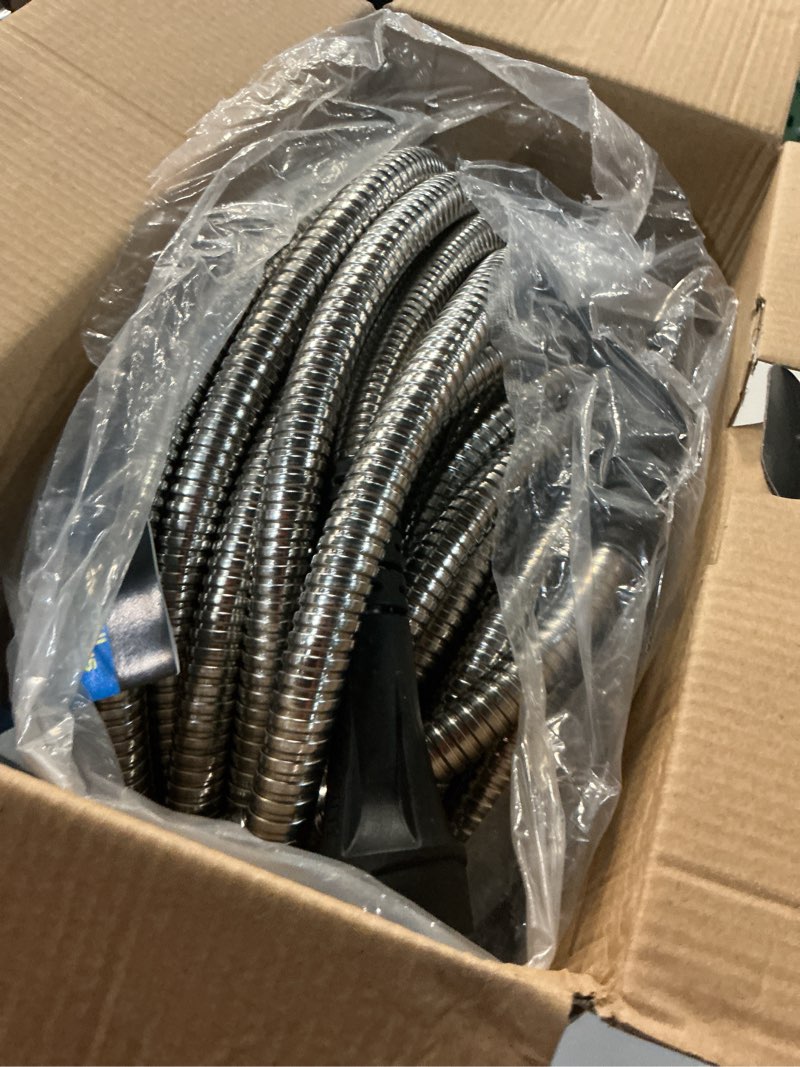 Condition photo showing Good Condition for bionic steel 100 ft metal garden hose with sprayer nozzle, non kinking designed stainless steel heavy duty water hose 100 ft x 5/8 in. flexible non expandable for uninterrupted water flow, 500 psi 100'