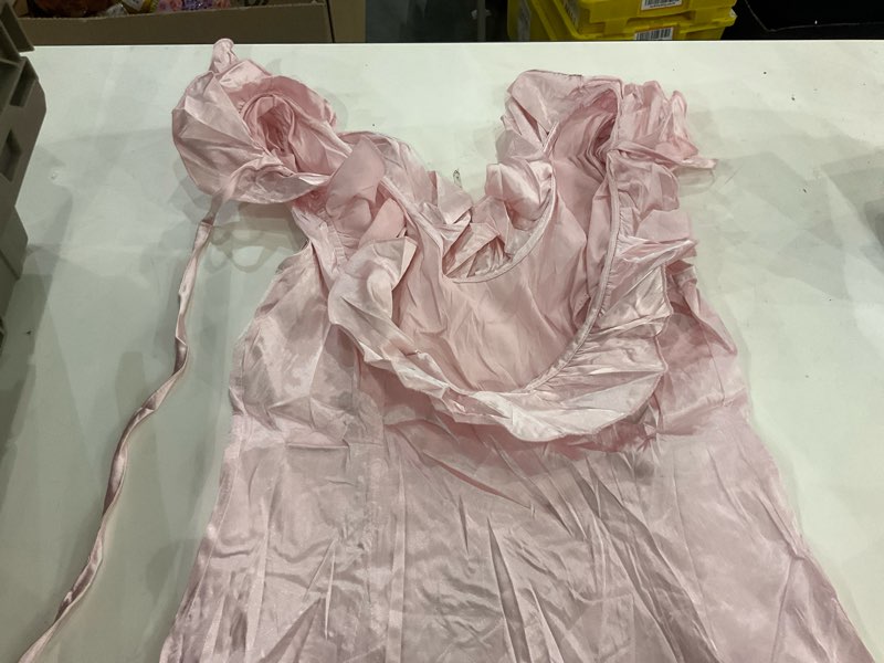 Condition photo showing New/Like New for HYPERFIRE Women's Formal Cocktail Satin Dresses Sleeveless Tie Back Mini Dress Short Large Pink