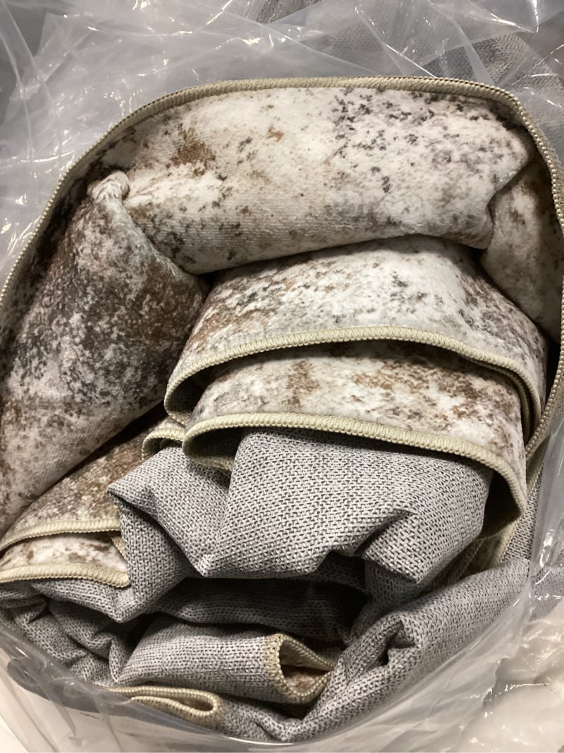 Condition photo showing As Is for 10x14 Area Rug Living Room Rugs - Washable Neutral Modern Abstract Soft Thin Large Rug Indoor Floor No Slip Rug Carpet for Bedroom Under Dining Table Home Office Decor - Brown Grey Brown Grey 10' x 14' (Rectangular)