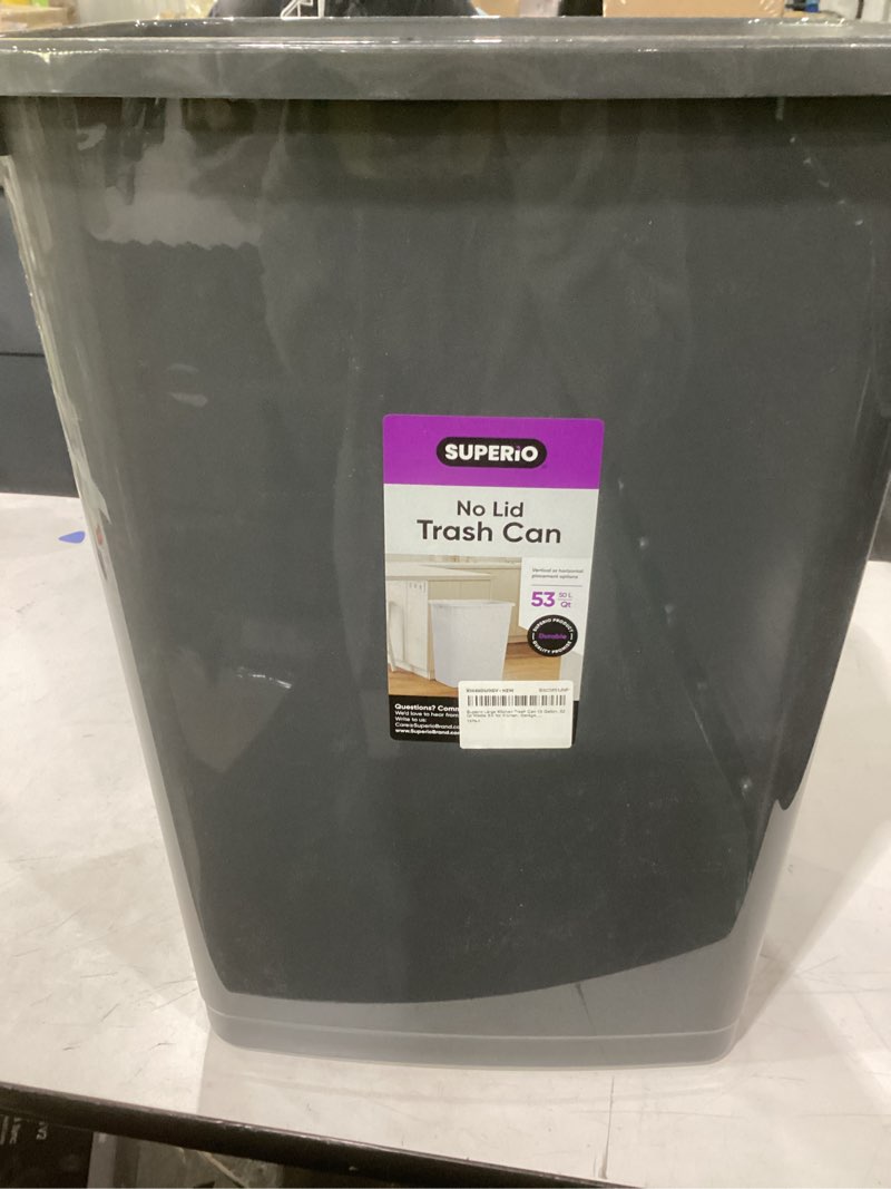 Condition photo showing Good Condition for superio large kitchen trash can 13 gallon, 52 qt waste bin for kitchen, garage, indoor and outdoor trash can, dark grey 13 gallon 1, grey
