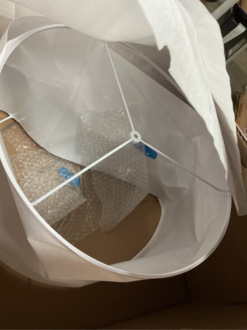 Condition photo showing As Is for Globe Electric 67224 70" Floor Lamp, Matte Black Finish, White Fabric Shade, Modern Tapered Frame, E26 Base, Contemporary Living Room and Bedroom Lighting Matte Black, White Shade