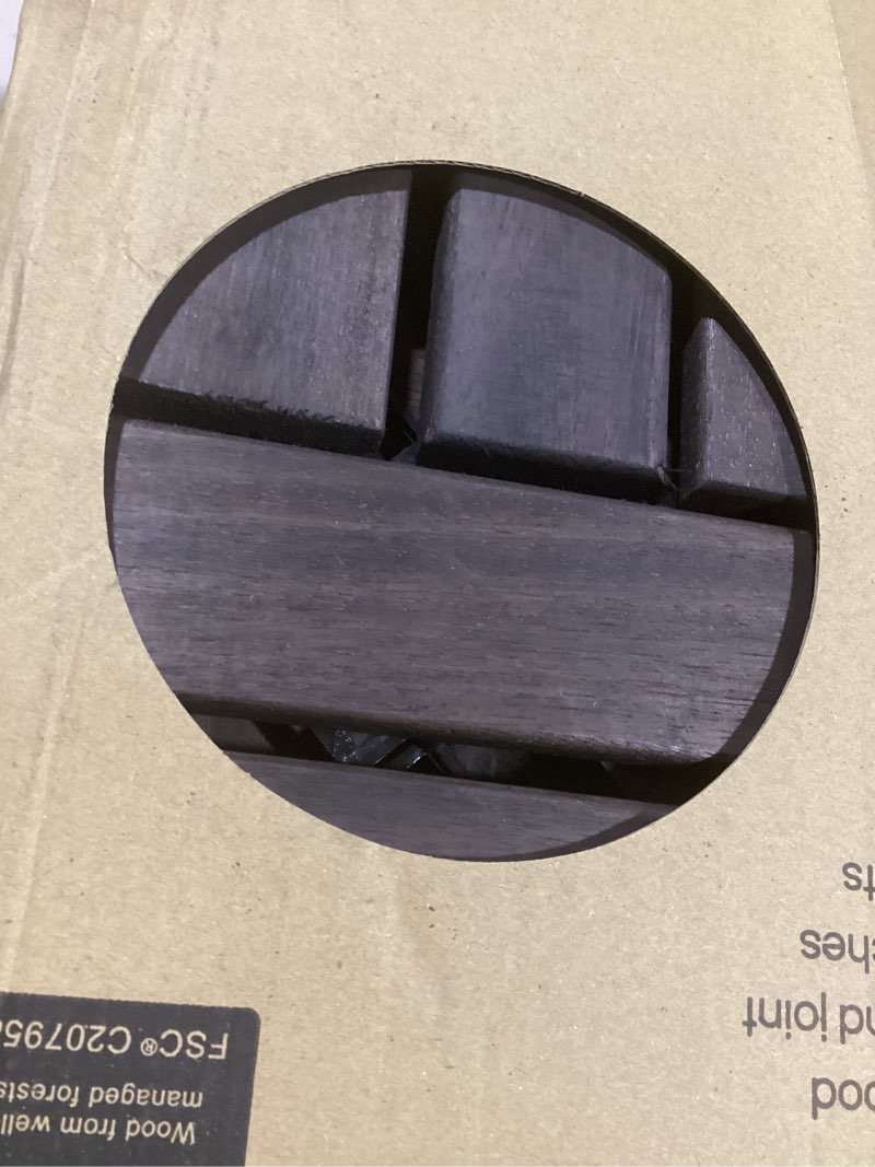 Condition photo showing Good Condition for thyoi premium deck tiles, patio flooring - set 10 pcs 12”x12”x0.9” interlocking deck tiles, waterproof acacia wood for balcony, backyard, indoor & outdoor (espresso, crossed pattern, round joints) espresso 10