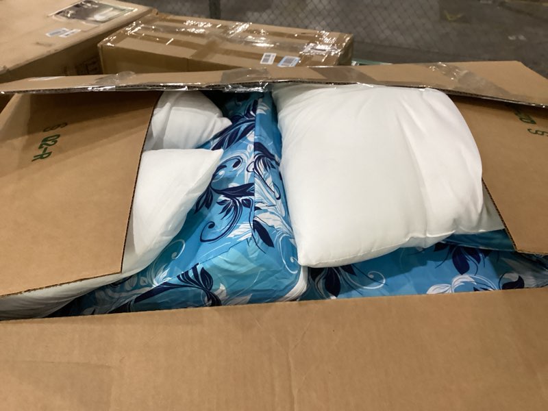 Condition photo showing Good Condition for hoteam 4 set outdoor chair patio cushions 20 x 20 inch deep seat waterproof chair cushions for patio furniture set replacement removable seat and back (floral scrolls) 4 classic