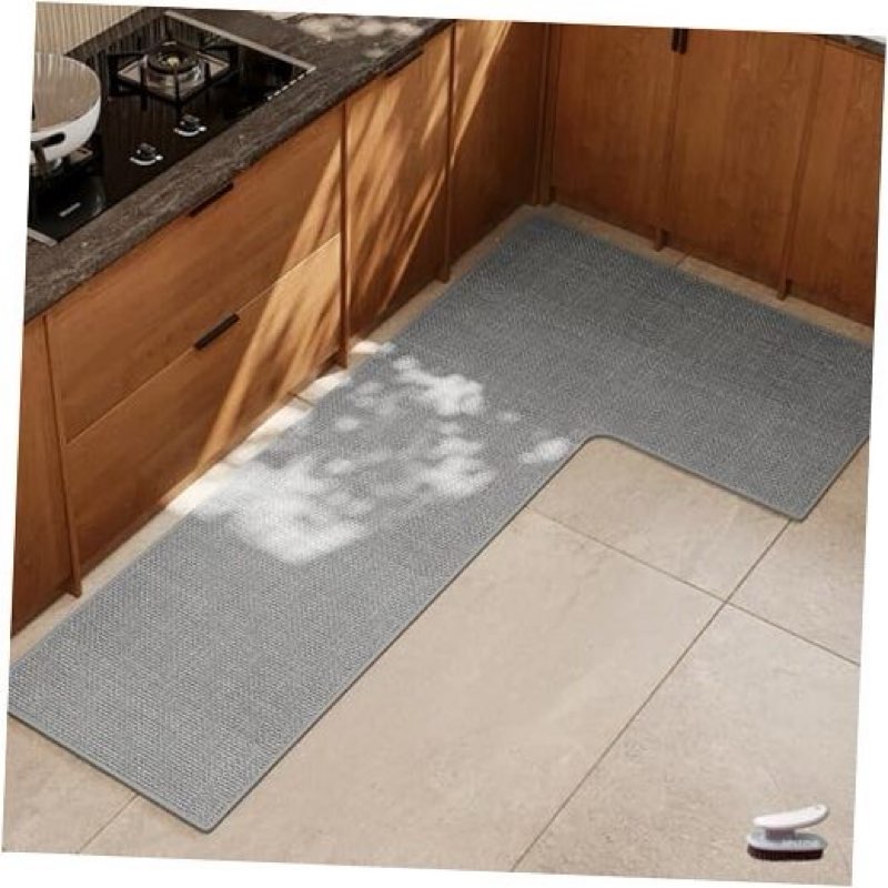 L Shaped Rug Corner Kitchen Rugs Non Slip Washable Mat, L-Shaped Rug Super