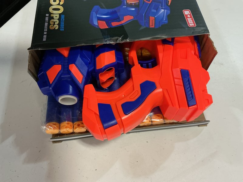 Condition photo showing New/Like New for 2 pack guns boys toy-with 60 soft foam darts bullets& 2 wrist bands-kids hand gun toys gifts party supplies for 3,4,5,6,7,8,9 years kids
