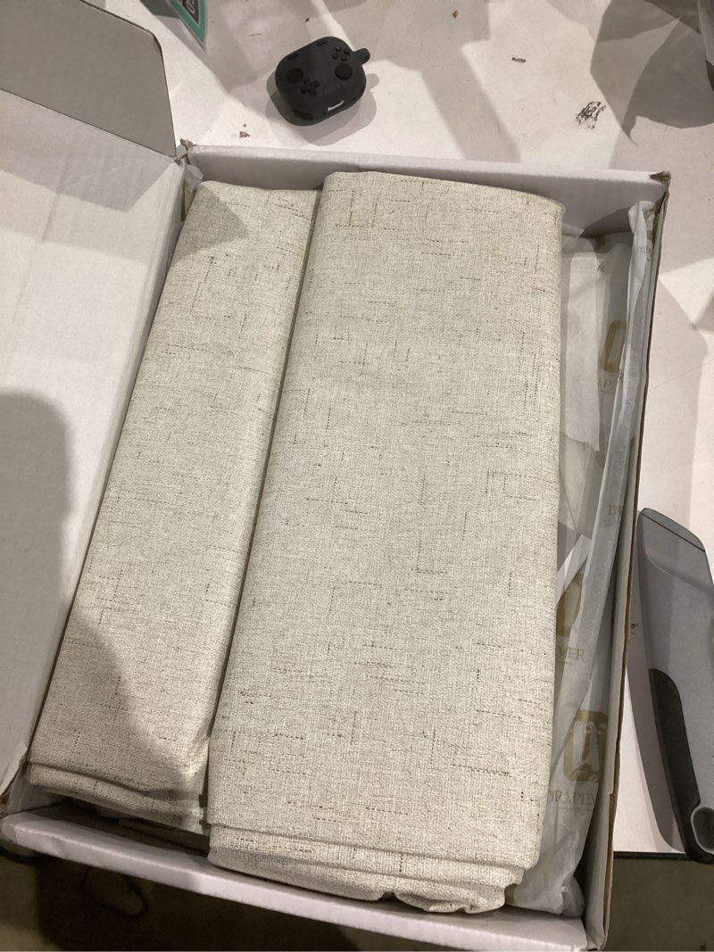 Condition photo showing Good Condition for Fire Retardant Fluorine Free NFPA701 Standard Curtains 63 inches 2 Panels 100% Blackout Drapes for Bedroom Living Room Darkening Curtain Thermal Insulated Grommet (52x96 inch,Beige) Beige 96\"W x 52\"L (Pack of 2)