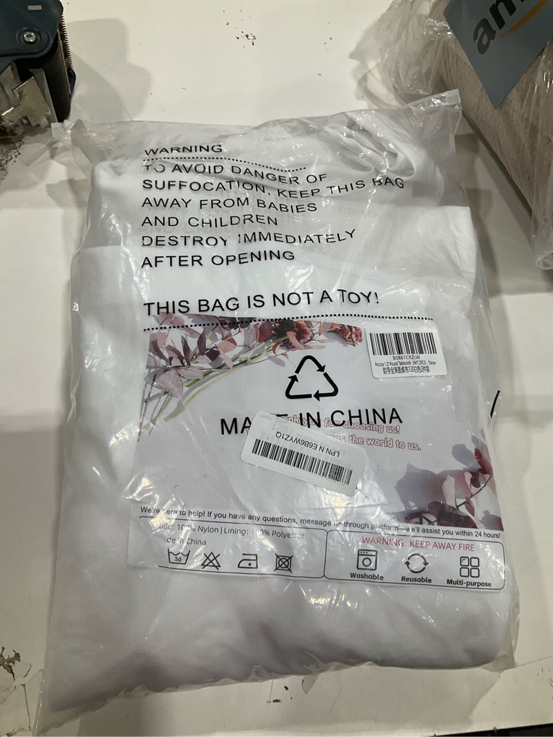 Condition photo showing New/Like New for ascoza 2pack 120 inch white round tablecloth in polyester fabric for wedding/banquet/restaurant/parties white round-120",2pack