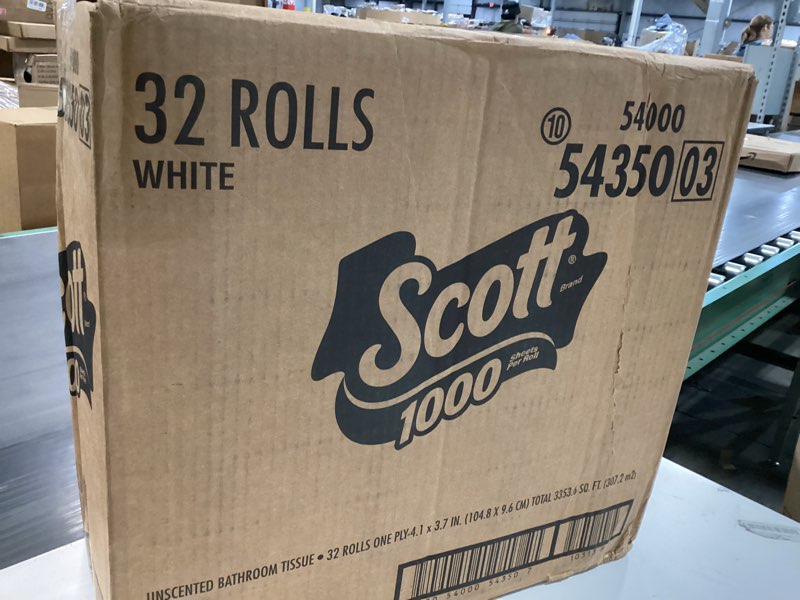 Condition photo showing New/Like New for Scott 1000 Trusted Clean Toilet Paper, 32 Rolls, Septic-Safe, 1-Ply Toilet Tissue Regular 1000 Sheets (Pack of 32)