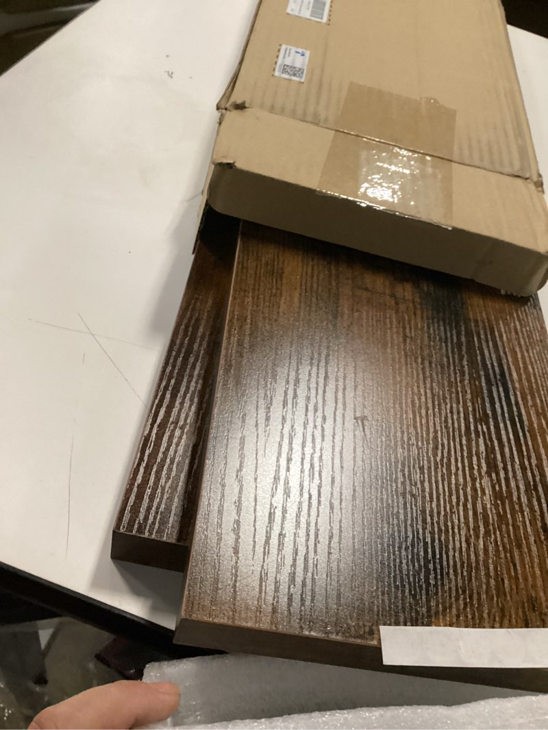 Condition photo showing Good Condition for BAYKA Floating Shelves, 22.5 inches Rustic Wood Wall Shelves for Bathroom?Bedroom, Living Room, Kitchen & Book, Hanging Display Decor Organization Shelf with 22 lbs Capacity (Rustic Brown) B. Rustic Brown - Americana Farmhouse Style 22.5inches