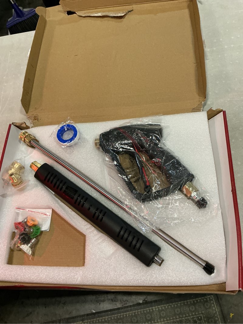 Condition photo showing As Is for yamatic pressure washer gun wand with swivel 3/8" plug & m22 coupler, stainless steel extension lance replacement for ryobi, simpson, craftsman power washer for foam cannon car wash, 4000 psi brass long gun