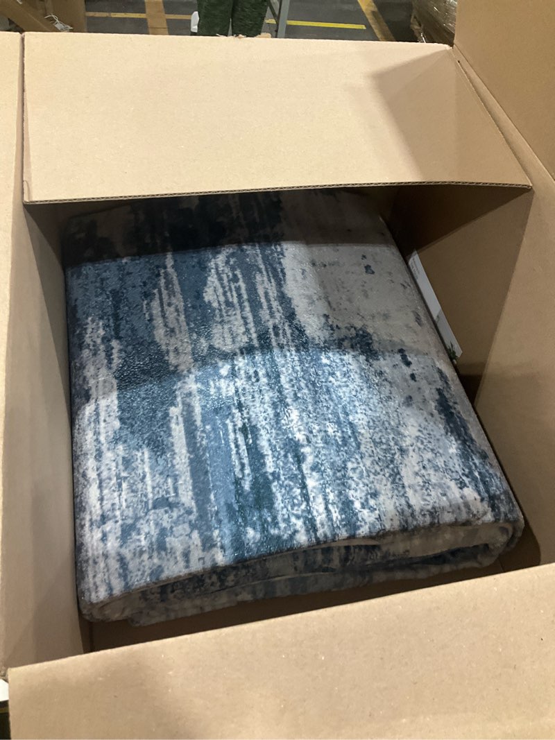 Condition photo showing Good Condition for 10x14 ft Area Rug for Living Room Extra Large Modern Style Floor Carpet with Non-Slip Backing for Office,Bedroom & Dining Room, Ombre Tonal Home Decor, Non-Shedding Soft Rug Machine Washable (Blue) 10x14 ft Blue