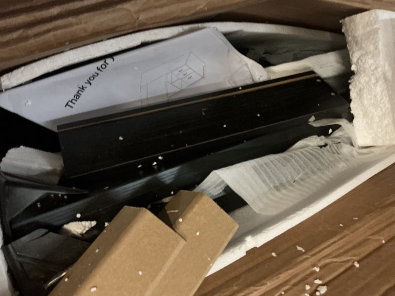 Condition photo showing As Is for Tribesigns 78" L-Shaped Executive Desk, Large Modern Office Desk with Drawers and Lateral File Cabinet, Business Furniture with Storage Shelves, Big Computer Desk for Home Office (Grey + Blcak)