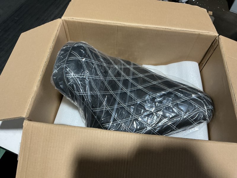 Condition photo showing Good Condition for Black Front Driver Solo Seat Cushion Pillion For Harley 2000-2007 Softail Deluxe FLSTN FXST Fat Boy FLSTF Softail Springer Heritage Springer Heritage Softail, White Stitching #3 White Stitch