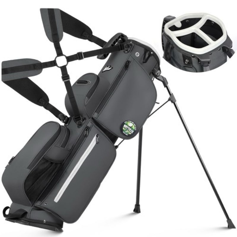 lightweight 3-way golf stand bag – compact carry/range bag for 6–8 clubs, top handle, dual strap, multiple pockets, ideal for practice & par 3(charcoal gray)