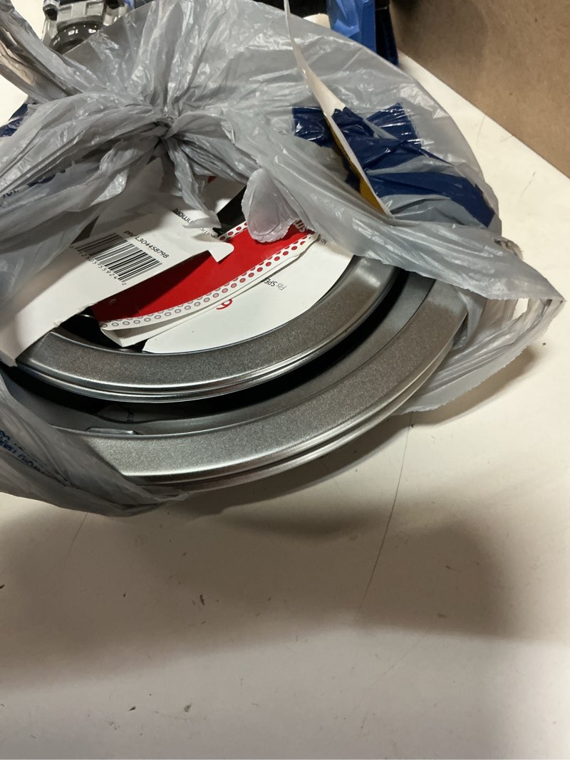 Condition photo showing As Is for smart choice universal electric range drip pan ( chrome )