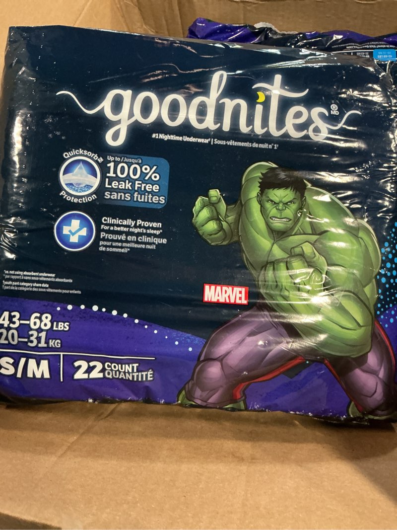 Condition photo showing Good Condition for Goodnites Boys Nighttime Bedwetting Underwear, S/M (43-68 lbs), 22 Count (Select for More