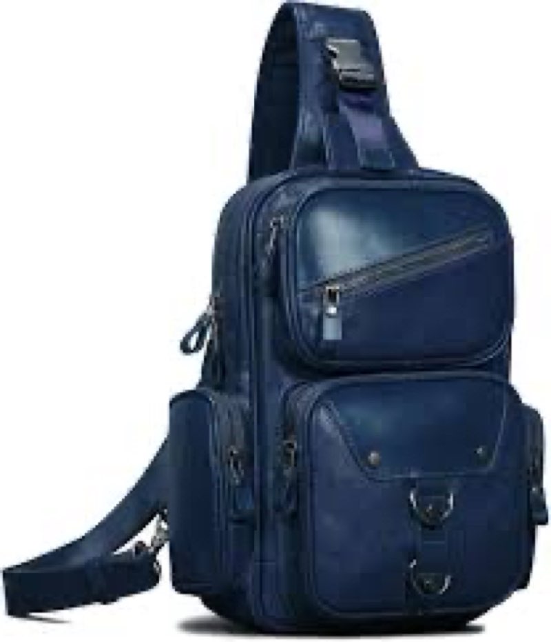 cenunco genuine leather sling bag for men large crossbody shoulder bag casual sling backpack anti-th