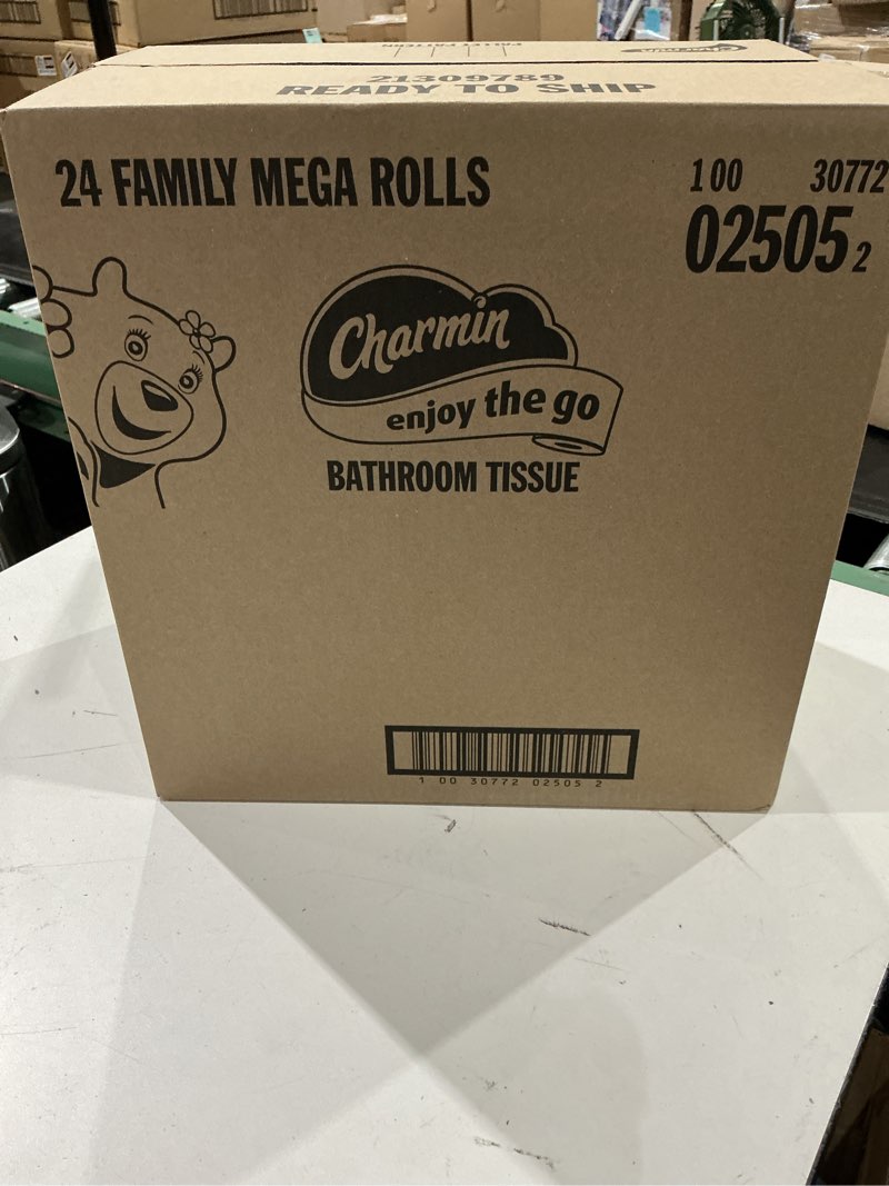 Condition photo showing New/Like New for charmin toilet paper ultra strong clean 24 family mega rolls 120 regular rolls