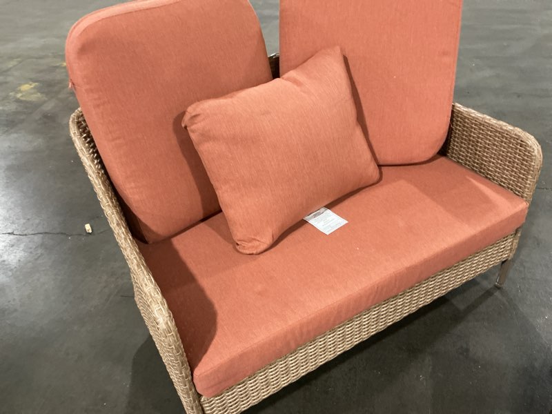 Condition photo showing Good Condition for mainstays chelsea outdoor patio steel 4-pieces deeping seating set with terra cotta cushions