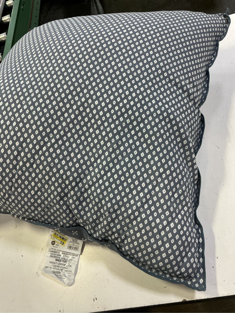 Condition photo showing Good Condition for 26"x26" block pattern euro square throw pillow blue - hearth & hand™ with magnolia