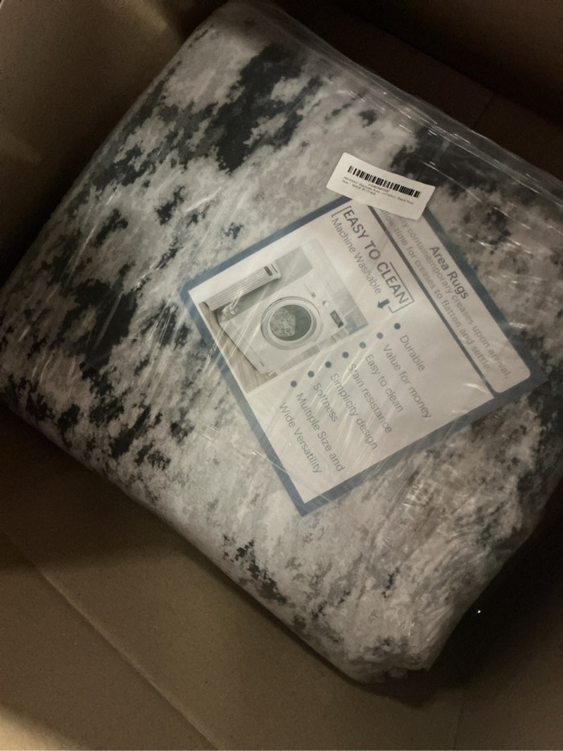 Condition photo showing Good Condition for washable area rugs 8'x10' non-slip modern abstract soft for living room entryway bedroom nursery, print pattern, black navy blue gray black/navy blue/gray 8' x 10' (rectangular)
