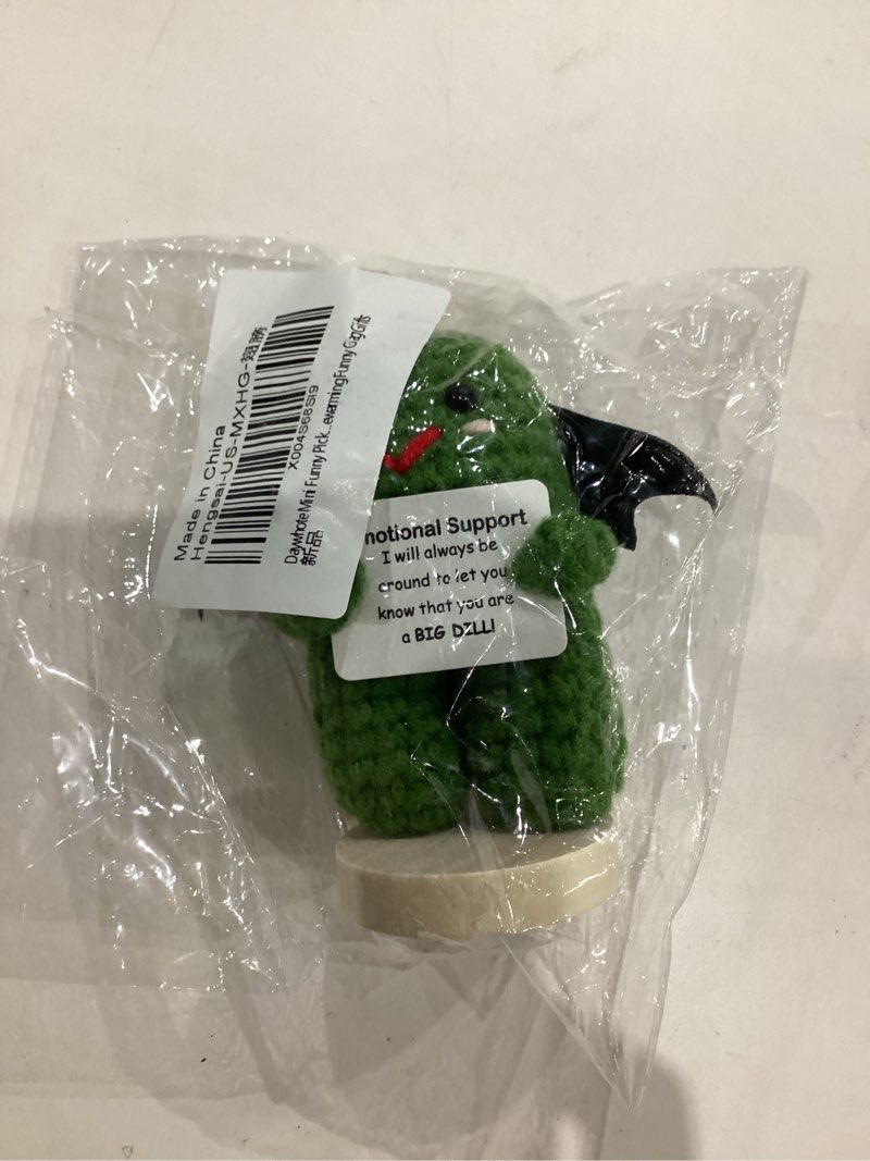 Condition photo showing New/Like New for Mini Funny Pickle with Wings-Knitted Doll with Positive Card,Hallowmas Friend Birthday Housewarming Funny Gag Gifts Pickle-Wings