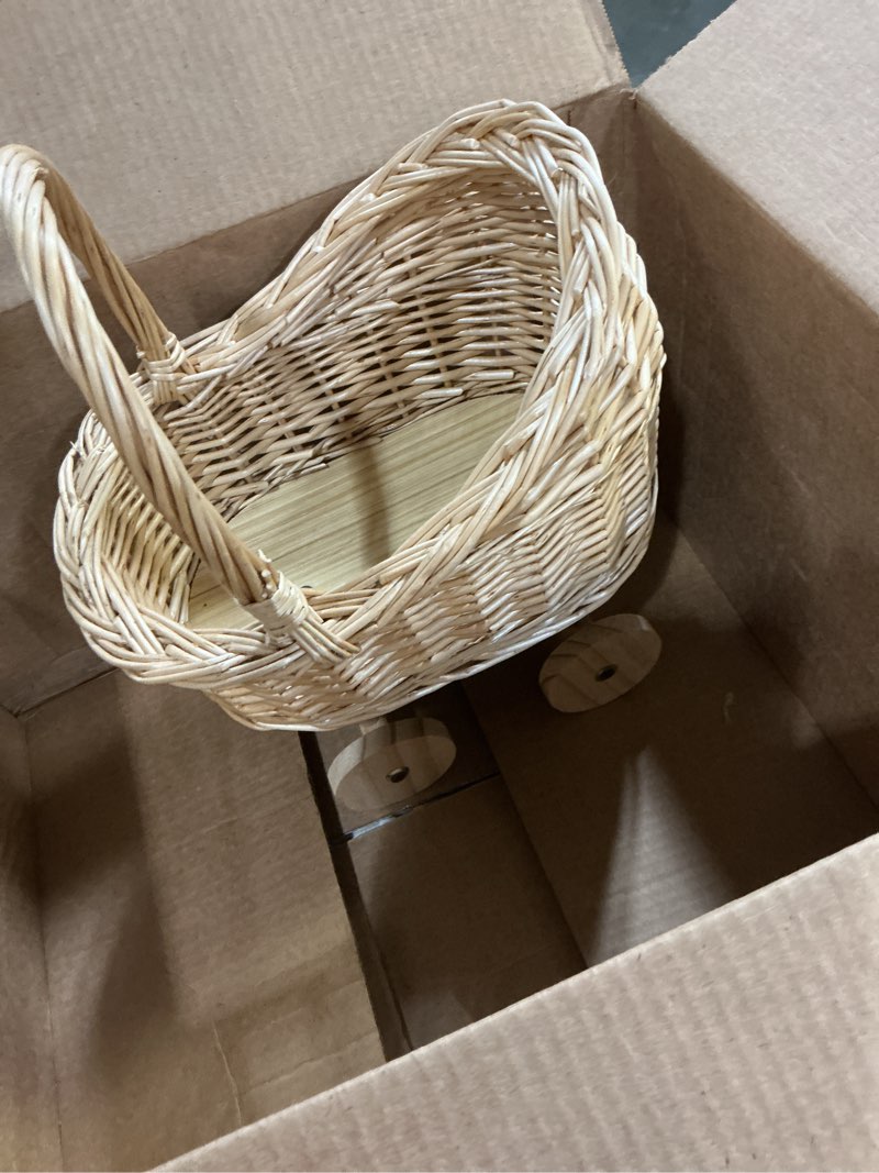 Condition photo showing Good Condition for dechous stroller shaped woven flower basket with handle for decorative rattan floral basket for weddings floral present